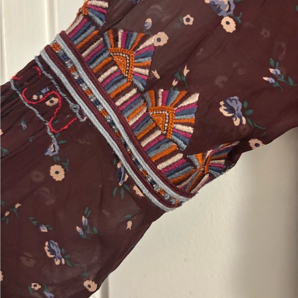 Ulla Johnson silk burgundy Gita dress mini floral w embroidery 2 - Picture 8 of 10